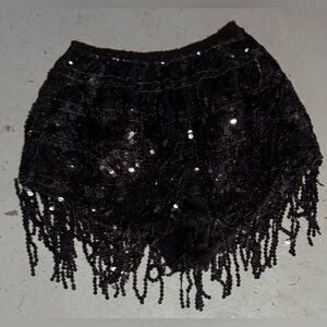 Black High Waist Fringe Shorts